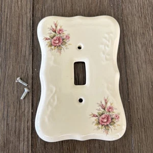 Vintage Athena California Ceramic Switch Plate Cover with Floral Design - Picture 1 of 3