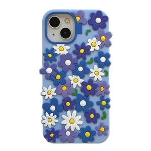 Für iPhone 13 14 15 16 Pro Max Bunte Blume 3D Weich Silikon Handy Hülle Cover - Bild 1 von 11