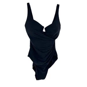 Miraclesuit Escape One Piece Swimsuit Black Underwire Slimming Ruched Size 14 - Picture 1 of 10