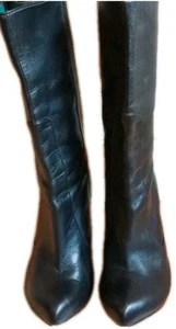 Botas negras de cuero extremadamente raras Irregular Choice punto raro era Y2k Spit Spot - Imagen 1 de 10