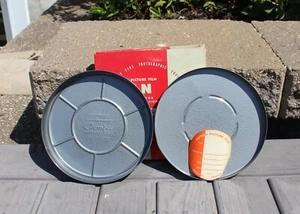 ¡Lata de película de acero Compco 16 mm - 400 pies, etiqueta y caja original! - Imagen 1 de 6