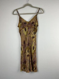 Vintage Betsey Johnson Sheer Midi 90s Y2K Slip Dress Gold Yellow Floral Poppy - Picture 1 of 9