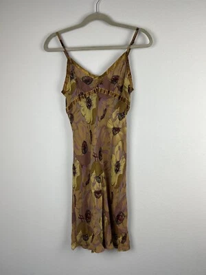 Vintage Betsey Johnson Sheer Midi 90s Y2K Slip Dress Gold Yellow Floral Poppy - Image 1 of 4
