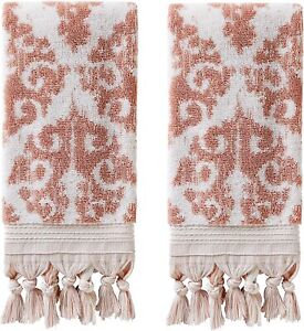 SKL Home Mirage Fringe 100% Turkish Cotton Hand Towel (2-Pack), Taupe