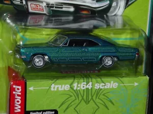 AUTO WORLD 1966 66 CHEVY IMPALA SS CUSTOM LOWRIDER CAR - Aqua Mijo Limited, MIP - Bild 1 von 3