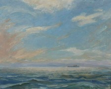 Vintage Oil Painting Ocean Landscape Canadian British Columbia