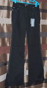 PANTALON FEMME TAILLE BASSE ROCCOBAROCCO NOIR PATTE D’ÉLÉPHANT TAILLE FR: 28 - Imagen 1 de 8