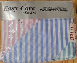 Easy Care by Stevens Powder Puff Pastel Stripes Twin Fitted Sheet New in Package - Picture 1 of 4