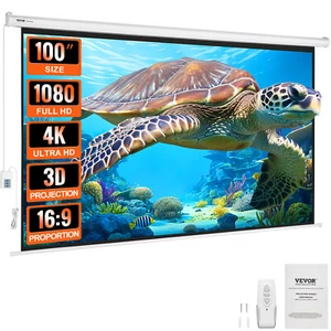 VEVOR 100-Inch 16:9 4K 1080 Motorized Projection Screen for Projector - Picture 1 of 12