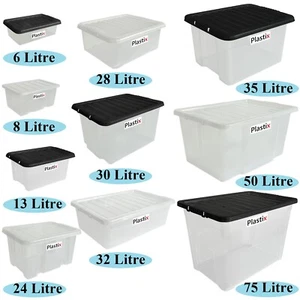 Quality Plastic Storage Boxes Clear Box With Lids Home Office Stackable UK Made - Picture 1 of 135