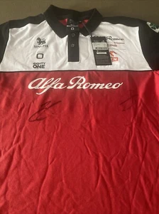 Signed F1 KIMI RAIKKONEN & Antonio Giovinazzi Team wear Alfa Romeo/Sauber Polo - Picture 1 of 5