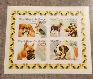 CONGO -1999-DOGS -TERRIER YORKSHIRE-BOXER-PEKINOIS MINIATURE SHEET IMPERF MNH - Picture 1 of 1