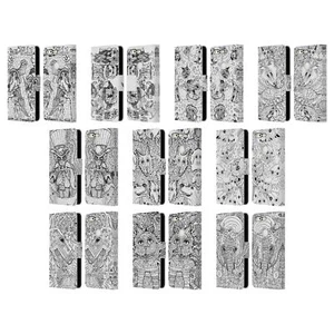 OFFICIAL MAD DOG ART GALLERY B&W DOODLE LEATHER BOOK CASE FOR GOOGLE PHONES - Picture 1 of 16