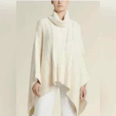 Donna Karen Classic Revival Turtle Neck Wool Blend Poncho NWT Size XS /S Cream - Image 1 of 4