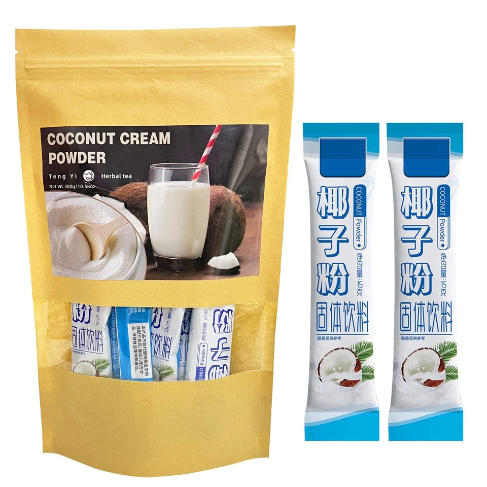 Premium Coconut Cream Powder 300g/10.58oz - 20 Single Serve Packets, Dairy Free, - Image 1 of 4