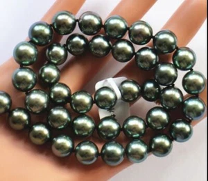 Charming 17"8-10mm South Sea Genuine Black Round Pearl Necklace 0118 - Picture 1 of 2