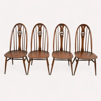 4 Ercol Dining Chairs Windsor Bow Backs Swan Fruitwood Finish FREE UK Delivery - Image 1 of 4