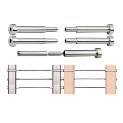 WFYB Stainless Steel Invisible Receiver Stud Swage End Fitting 3/16" Cable Railing US