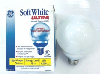 (2) GE FLG15/E-120 15W 120V G25 GLOBE - Image 1 of 2