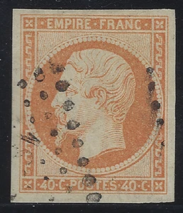 DIV-06-3-3: Oblitération Petits Chiffres incomplète sur n°16 grandes marges - Bild 1 von 1