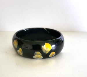 Acrylic Bracelet Black Painted Chunky Cuff Bangle - Picture 1 of 12