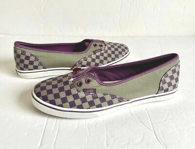 Vintage Vans Authentic Lo Down Skate Shoes Gray Grape Checkerboard NOS 10.5 - Image 1 of 4