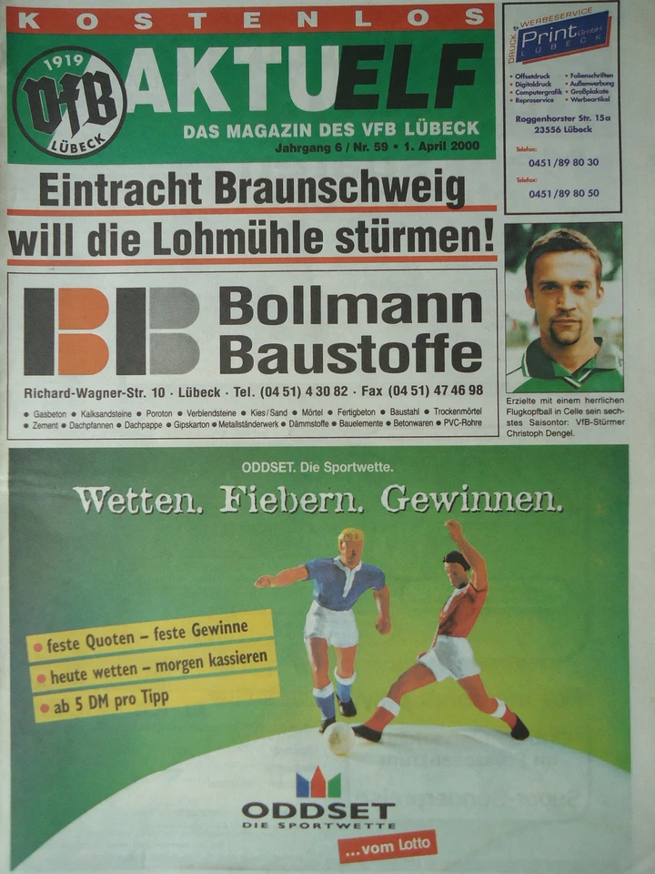 Programm 1999/00 VfB Lübeck - Eintracht Braunschweig - Bild 1 von 1