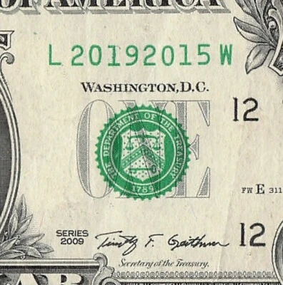 2015 2019 Tombstone Double Date Note Fancy Serial Number One Dollar Bill - Image 1 of 4