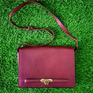 Bolso de Mano Valentino Garavani Cuero Rojo Vino Vintage Bandolera de Hombro Cartera - Imagen 1 de 21