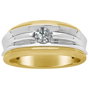 0,35 Karat Lab Grown - CVD Diamant runder Solitär Ehering Herrenring 14K Gold - Bild 1 von 4