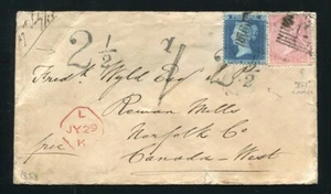 GB CANADA POSTAGE DUE ROWAN MILLS MANUSCRIPT POSTMARK 1858 - Picture 1 of 2