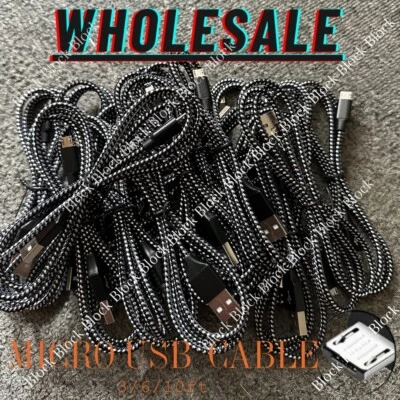 Micro USB to USB A Cable Android Charger Braided Cord For Samsung Google LG LOT - Image 1 of 4