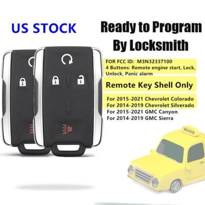 2 For Chevrolet Silverado 1500 GMC 2014 2015 2016 2017 Remote Key Fob Shell Case - Imagem 1 de 4