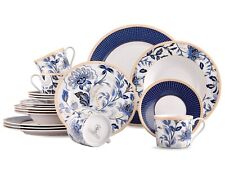 20pc Melodie de Fleurs Bone China Dinner Tea Set Porcelain Dinnerware Blue Plate