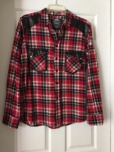 Sons Of Anarchy Gr. XL Kinder Flanell Kunstleder Langarm Hemd Rot Schwarz Kinder? - Bild 1 von 14