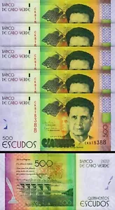 Cabo, Cape Verde 500 Escudos 2014, UNC, 5 Pcs LOT, Consecutive, P-72 - Picture 1 of 4