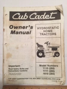 CUB CADET TRACTOR MODEL 1110 1111 1610 OWNERS MANUAL Free Ship - Bild 1 von 10