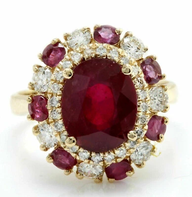 3Ct Oval Cut Red Garnet Vintage Women's Engagement Ring 14K Yellow Gold Plated Foto 1 de 4