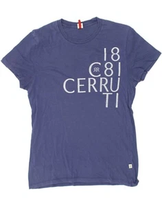 CERRUTI Womens Graphic T-Shirt Top UK 14 Medium Navy Blue Cotton BW02 - Picture 1 of 3