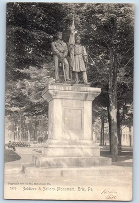1905 Erie Pennsylvania PA Vintage Postcard Soldiers Sailors Monument Park Trees - Image 1 of 2