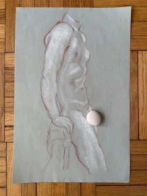 De colección 1970 Académico Masculino Físico Retrato Hombre Dibujo Gay Int 12 x 18 Foto 1 de 4