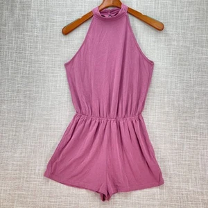 She & Sky Halter Neck Romper Womens Medium Rose Pink Keyhole Back - Picture 1 of 9