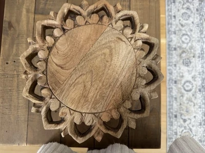 Suporte de exibição riser de madeira feito na Índia 10 polegadas de diâmetro 4 polegadas de altura - Imagem 1 de 4