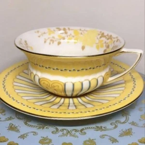 Wedgwood Harlequin Collection Cup Saucers Yellow Ribbon No Box New - Picture 1 of 5