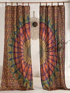 Hippie Boho Mandala Curtain Tapestry Cotton Wall Hanging Door Window Drapes Set - Picture 1 of 9