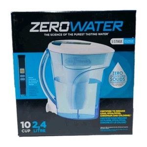 ZeroWater 10 Cup 5 Stage Water Filtration Pitcher Dispenser Water Meter & Filter - Picture 1 of 4