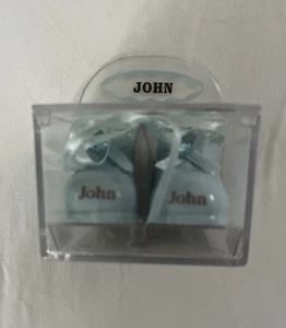 NEW IN BOX! Russ Berrie Baby Boy PORCELAIN NAME keepsake Ornament SHOES “JOHN” - Picture 1 of 8