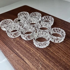 Vintage Lead Crystal Set of 11 Round Napkin Rings West Germany Diamond Pattern - Picture 1 of 7