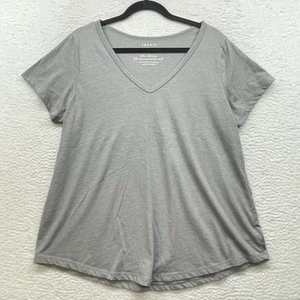 Torrid Shirt Womens 1X Gray V Neck Short Sleeve Classic Fit Cotton Blend Casual - Picture 1 of 9