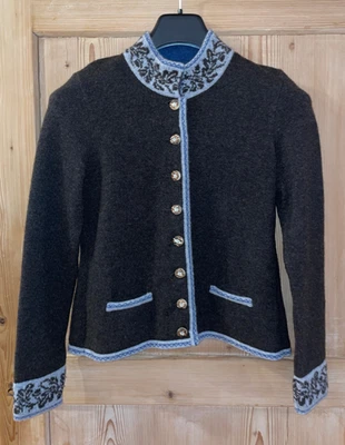 Trachtenjacke Wolle Merino mit Stehkragen, BADER Obermaiselstein, Gr. 34, braun - Bild 1 von 4